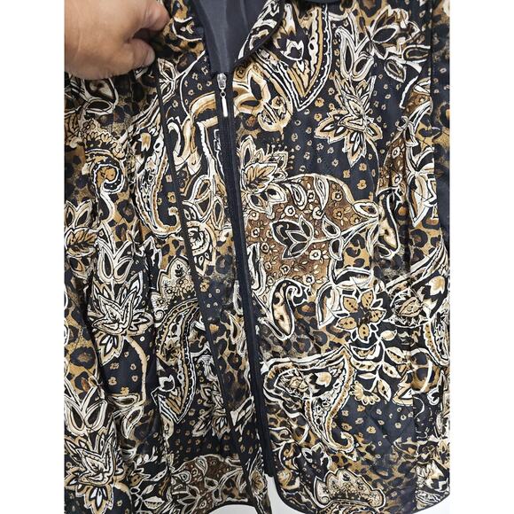 Requirements Woman Large quilted animal print floral black zip up blazer jacket - Picture 5 of 9